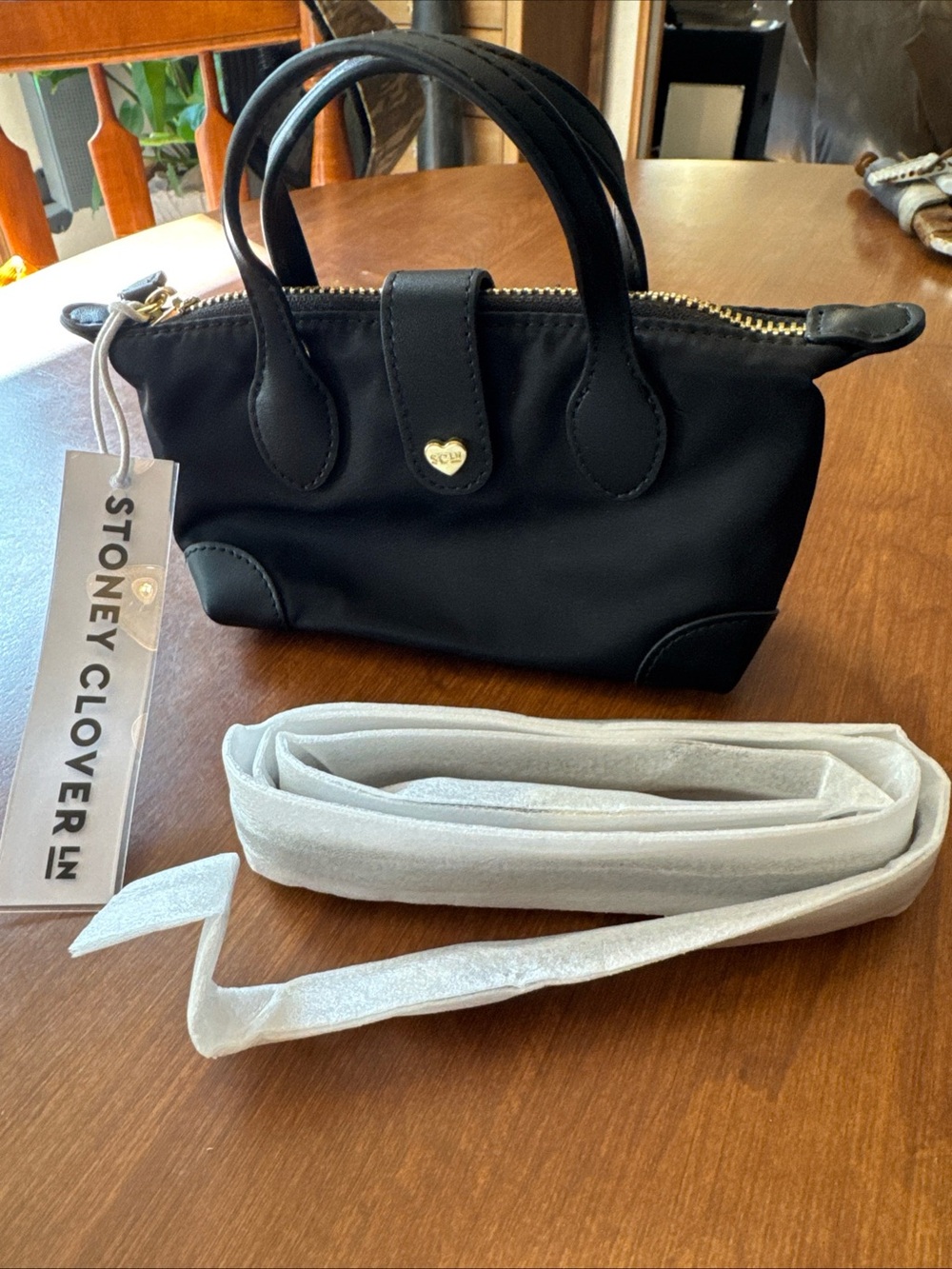 Stoney Clover Lane Black Mini Satchel with Gold Hardware